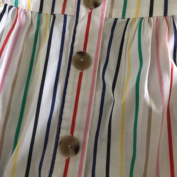 J. Crew Large White Colorful Striped Short Sleeve Peasant Top - Picture 5 of 8